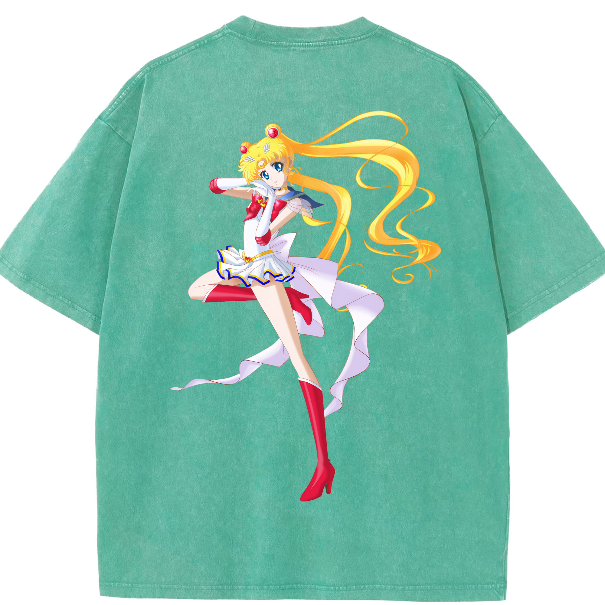 （画像用） 美少女戦士セーラームーン 月野 うさぎ つきの うさぎ Sailor Moon Tsukino Usagi 綿100% ヴィンテージ風 半袖Tシャツ（背面プリント）